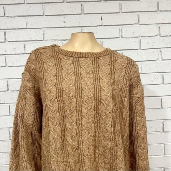 J.Crew Cable‑Knit Supersoft Sweater w/Shoulder Buttons | Cozy & Stylish - Size L - Picture 7 of 9